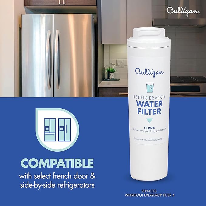 Culligan CUW4 Refrigerator Water Filter | Replacement for Whirlpool Water Filter 4 (EDR4RXD1) | Replace Every 6 Months | Pack of 1