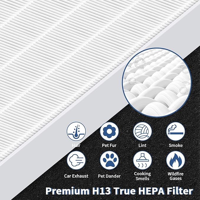 C545 True HEPA Replacement Filter S Compatible with Winix C545 Air Purifier Replacement for Winix S Filter 1712-0096-00 and 2522-0058-00, Funmit 2 x True HEPA And 8 x Activated Carbon Filter