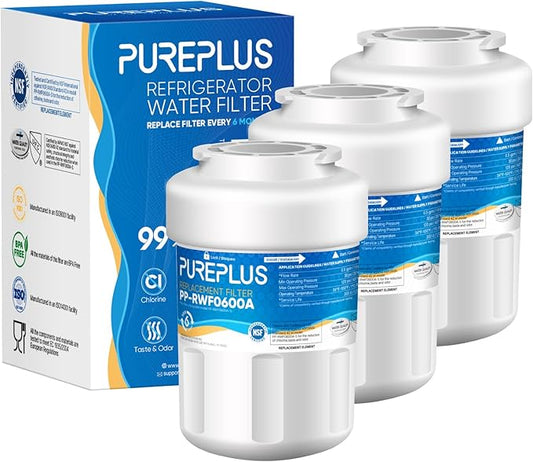 PUREPLUS Replacement for GE® MWF®, SmartWater® MWFP, MWFINT, MWFA, GWF, HDX FMG-1, Kenmore® 9991, WFC1201, GSE25GSHECSS, Water Filter, 3 Pack