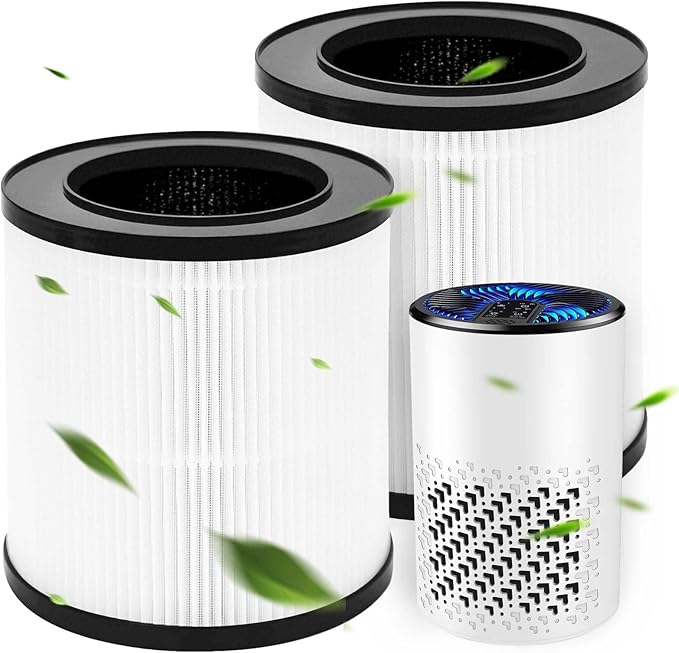 KJ067L Air Purifier Replacement Filter: for MOOKA KJ067L, 3-in-1 High-performance Filter with True Air Filter, Activated Carbon and Pre-filter for Smoke, Dust, Pet Odors, 2 - Pack