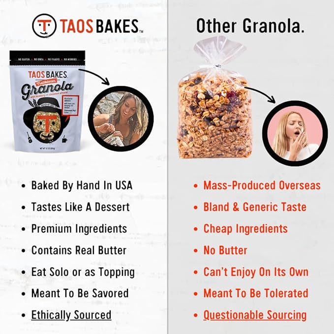 Taos Bakes - Wild Blueberry & Cinnamon Granola - Crunchy Granola Breakfast Snack - Gluten Free, No GMOS, No Fillers - 10 oz (Pack of 6)