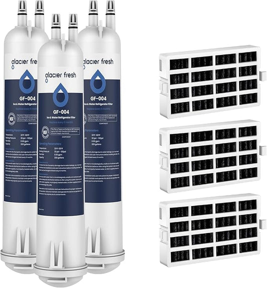GLACIER FRESH EDR3RXD1 Refrigerator Water Filter, Compatible with 4396841, KAD3RXD1, WHR3RXD1, 4396841, 4396710, Filter 3, 46-9083,46-9030, 9030, 9083 Refrigerator Water Filter, 3+3 Packs