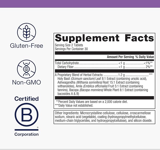 Metagenics Exhilarin - Energy & Stress Tolerance Support* - with Ashwagandha, Holy Basil, Amla & Bacopa - Designed in Style of Ayurvedic Medicine - 60 Tablets