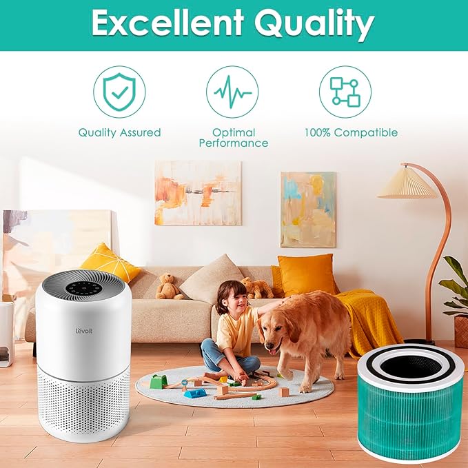 3 Pack Core 300 Replacement Filter for LEVOIT Core300-P and Core300S-P Air Purifier, Core 300-P Core 300S-P, H13 True HEPA Filter, 3-in-1 Filter Activated Carbon Filters, Compare Core 300-RF-TX Green