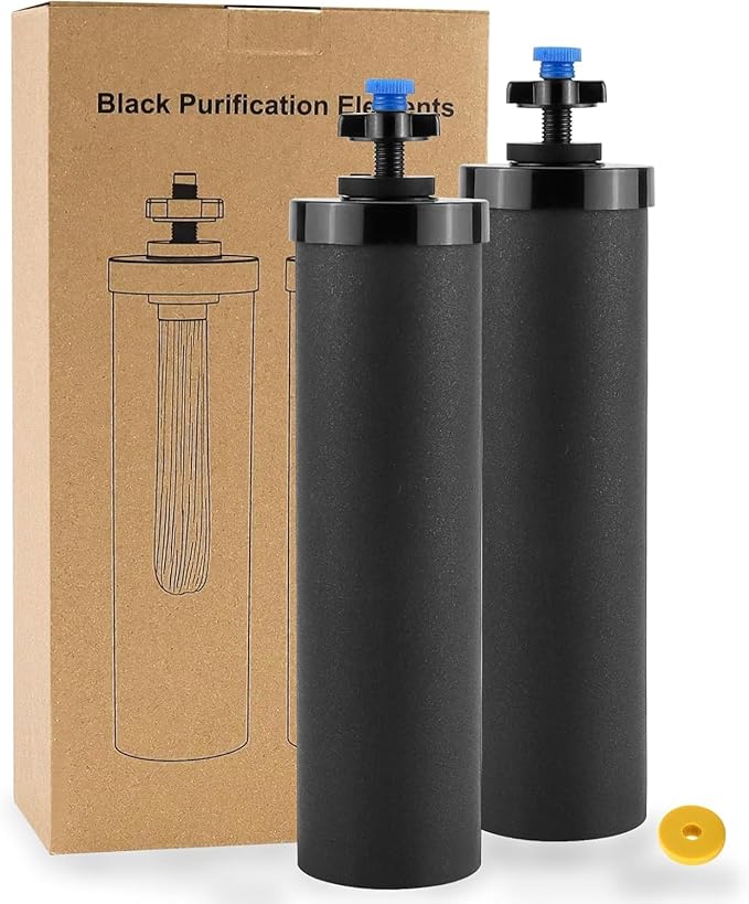 Activated Carbon Water Filter with UF Membrane Compatible with Berkey® BB9-2 Black Filters Black Purification Elements fit for Gravity Water Filter System for Home,Travel and Outdoors by Fetechmate