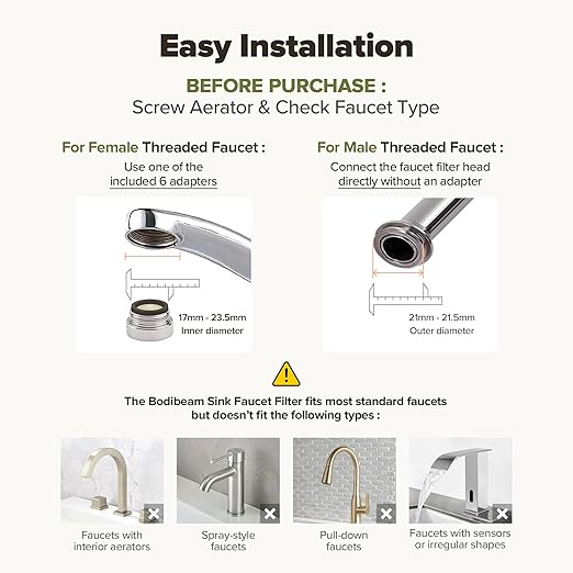 [6 Months Set] Water Filter for Sink Faucet and Replacement Set, Sink Water Filter, Vitamin C Gel, NSF Certified - Removes Impurities, Chlorine and Rust - Skin Hydration, Made in Korea