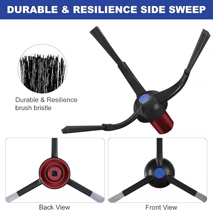 Replacement Accessories Parts Compatible with ECOVACS DEEBOT T30S Combo Robot Vacuum Cleaner.（2 Main Brush,6 Side Brushes,6 Hepa Filters,8 Mop Pads,6 dust Bags）