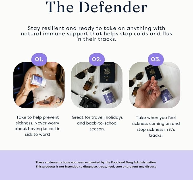 The Defender - Powerful Immune Defense with Vitamin A, C, and Botanical Extracts Elderberry, Echinacea, and More for Boosting Immune System with Natural Ingredients