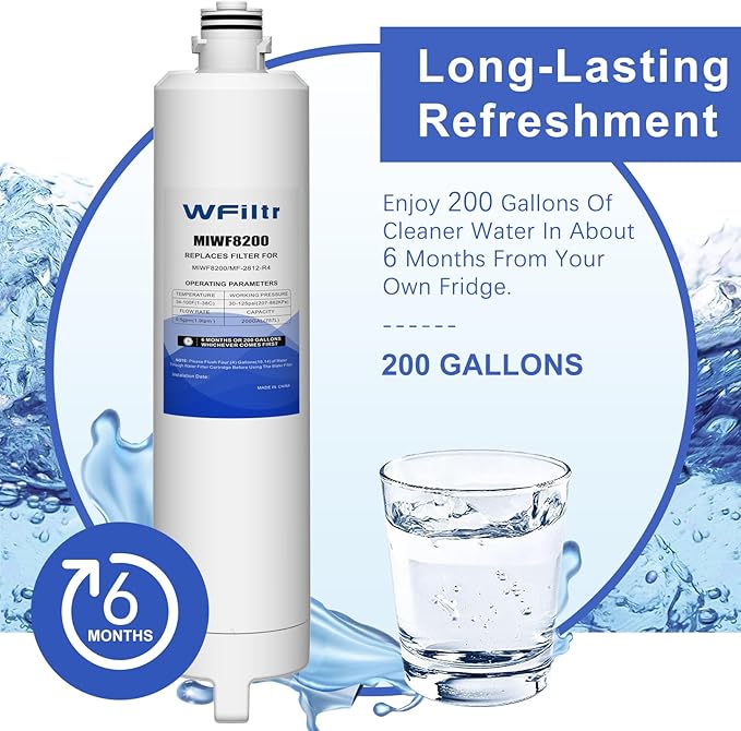 MIWF8200 Water Filter Compatible with Midea MIWF8200 MF-2812-R4 MRF29D3AST MRF29D6AST Refrigerator Filter (2 Pack)