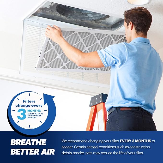 BNX TruFilter 14x25x1 Air Filter MERV 13 (4-Pack) - MADE IN USA - Electrostatic Pleated Air Conditioner HVAC AC Furnace Filters for Allergies, Pollen, Mold, Bacteria, Smoke, Allergen, MPR 1900 FPR 10