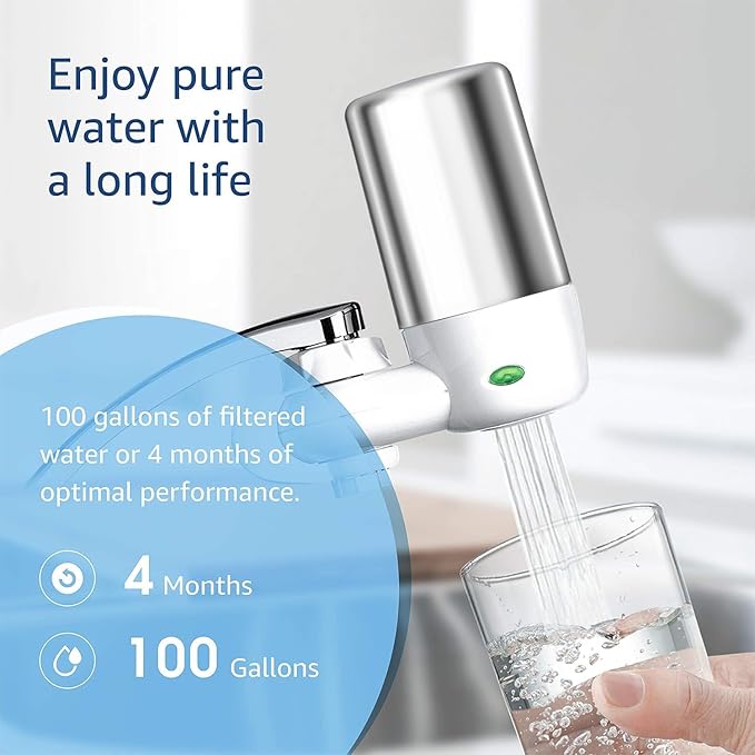 Waterdrop Faucet Water Filter, Replacement for Brita® Filter, 36311 On Tap Water Filtration System, Brita® Replacement Filters, 4-Months or 100 Gallons Chrome (2 Packs)