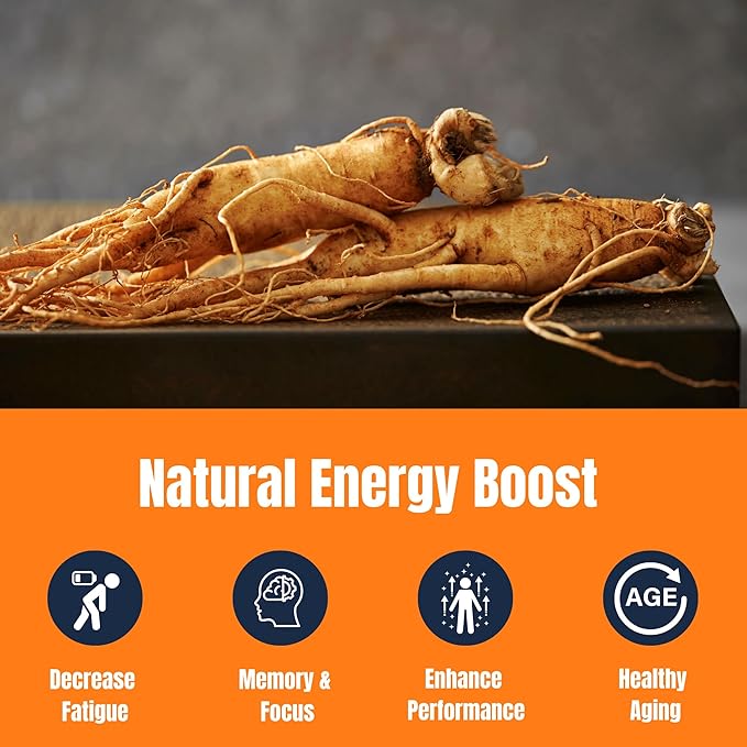 Triple Ginseng Complex, Ultra Potency 15% Ginsenosides from 3 Panax Ginseng Extract for Energy, Memory, Vitality & Immune Support, Healthy Aging for Elderly, 30 Tablets