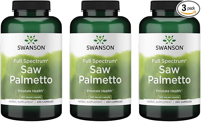 Swanson Saw Palmetto - Herbal Supplement Promoting Male Prostate Health Support - Natural Hair Supplement & Urinary Health Support (540 mg 250 Capsules) (3 Pack)