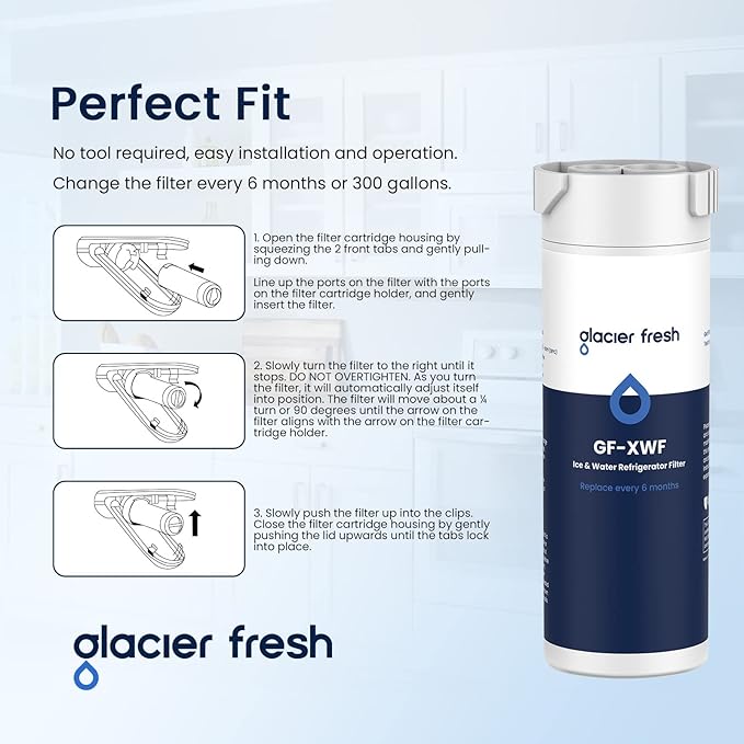 GLACIER FRESH XWF Replacement For GE XWF Refrigerator Water Filter Pack of 1 (Not for XWFE)