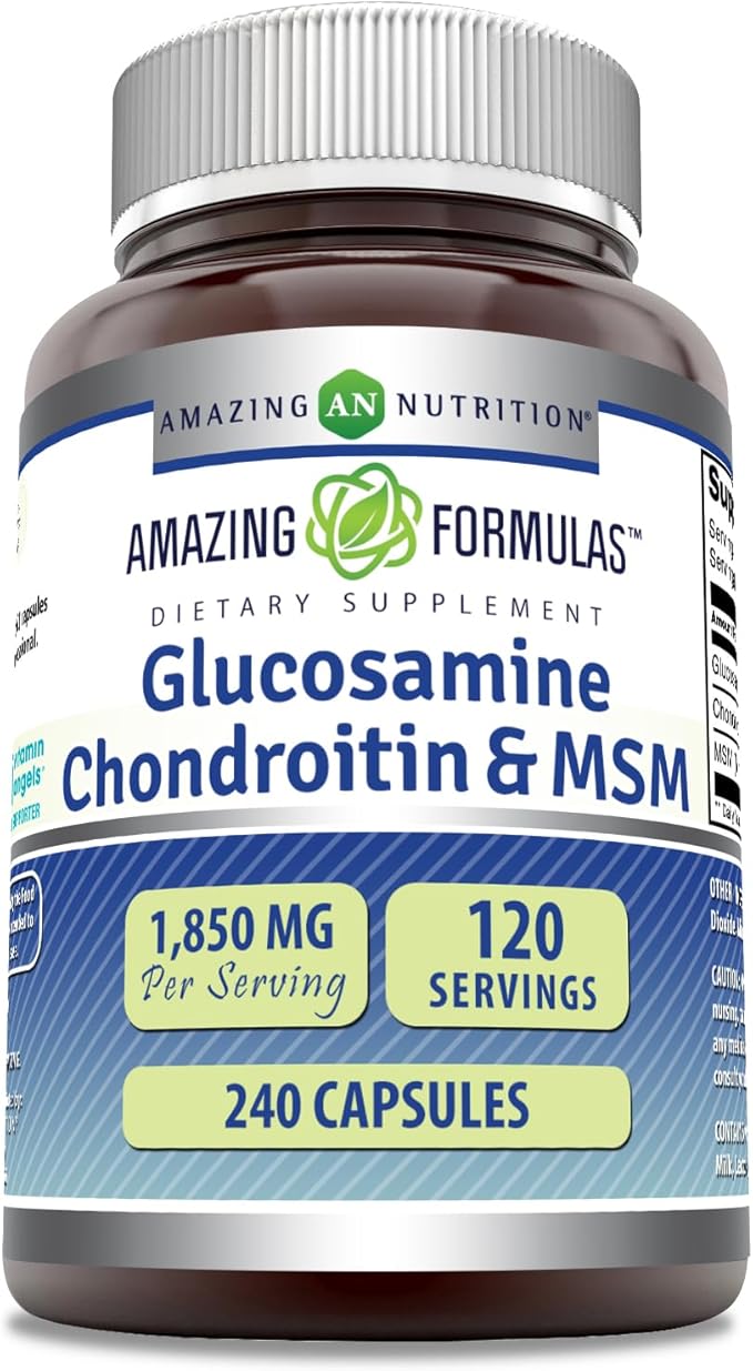 Amazing Formulas Glucosamine Chondroitin & MSM Supplement | 1850 Mg per Serving | 240 Capsules | Non-GMO | Gluten-Free | Made in USA
