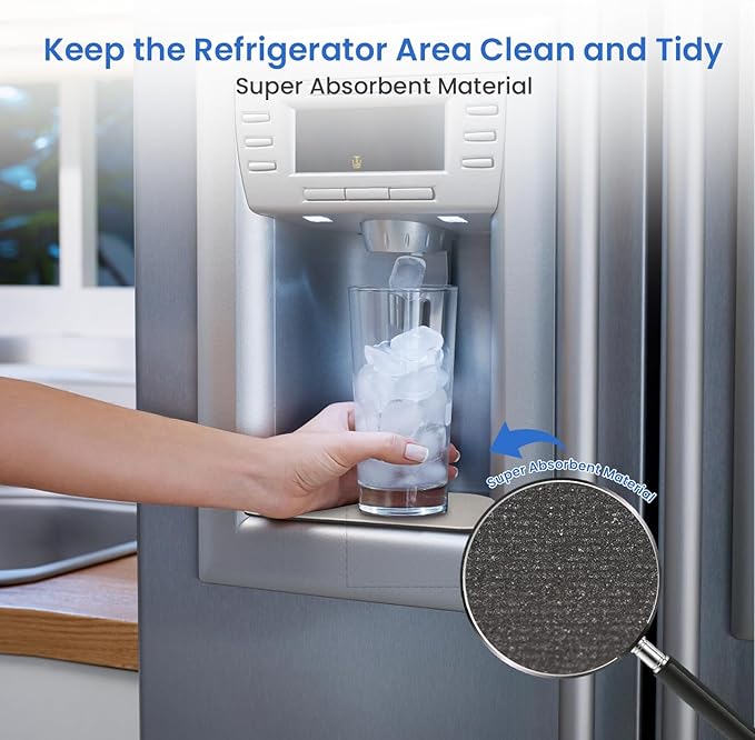 GLACIER FRESH Cuttable Refrigerator Drip Catcher, Water Absorbent Fridge Water Dispenser Drip Tray, Replacement for Whirlpool, GE, Samsung Fridge Accessories, Grey (Rectangular - 2pcs)