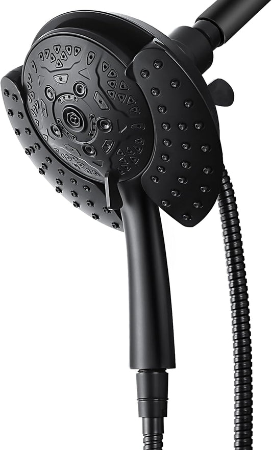 Shower Head with Handheld High Pressure: 2-IN-1 Shower Head with 7.2" Rainfall Shower & Handheld Shower Head with Hose Black, Shower Trim Systems