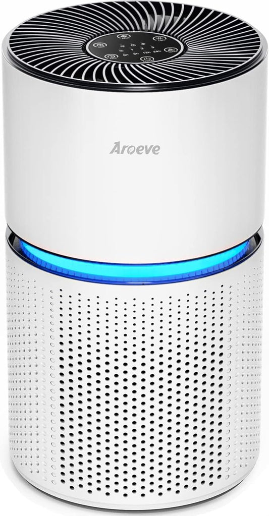 AROEVE Air Purifiers for Home Large Room Coverage Up to 1095 Sq.Ft Air Cleaner Impressive Filtration Remove Dust, Pet Dander for Office, Bedroom, MK03- White