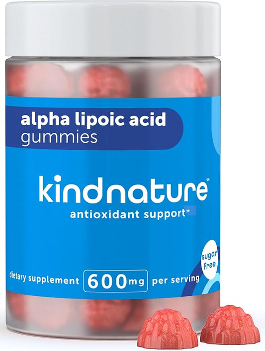 kindnature Alpha Lipoic Acid Gummies - Vegan, Sugar-Free, Low Calorie 600 mg ALA Supplement - Pure ALA Alpha Lipoic Acid 600mg for Antioxidant Support