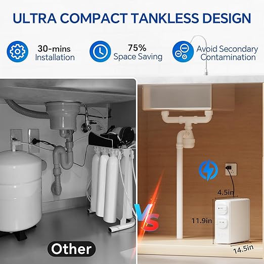 Stokk Reverse Osmosis System, 8 Stage Tankless Reverse Osmosis Water Filter, Reduces PFAS TDS, Under Sink RO System, 2:1 Pure to Drain, 400 GPD, NSF/ANSI 58& 42, FCC Listed, S1