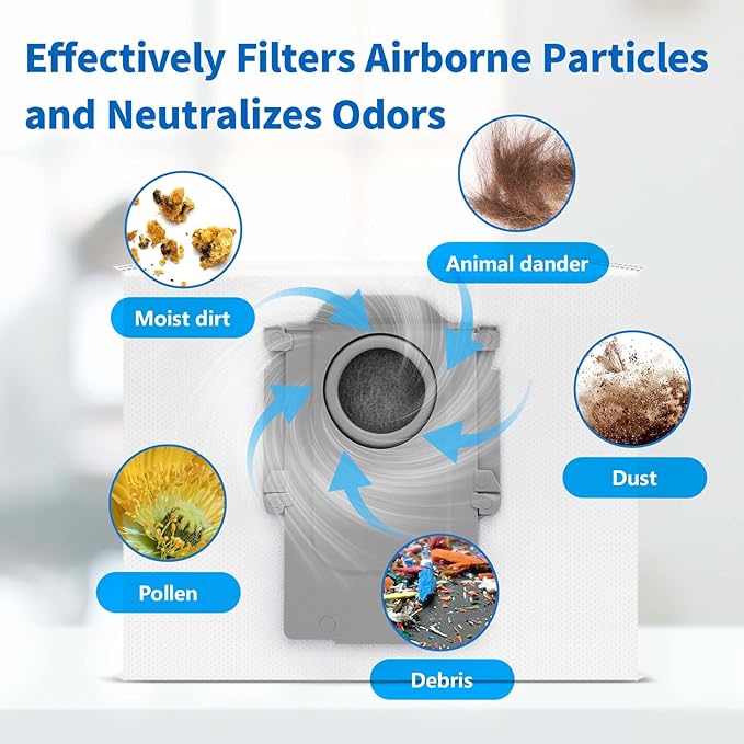 18 Packs Activated Carbon Dust Bag for Roborock S8+, S8 Pro Ultra, Q7/Q7+/Max+/Max, Q5 Max+, Q8 Max+, S7 Pro Ultra/MaxV Ultra/Max Ultra, Q5, Q5+, Q5 Pro+ Robot Vacuum, 3L Large Capacity