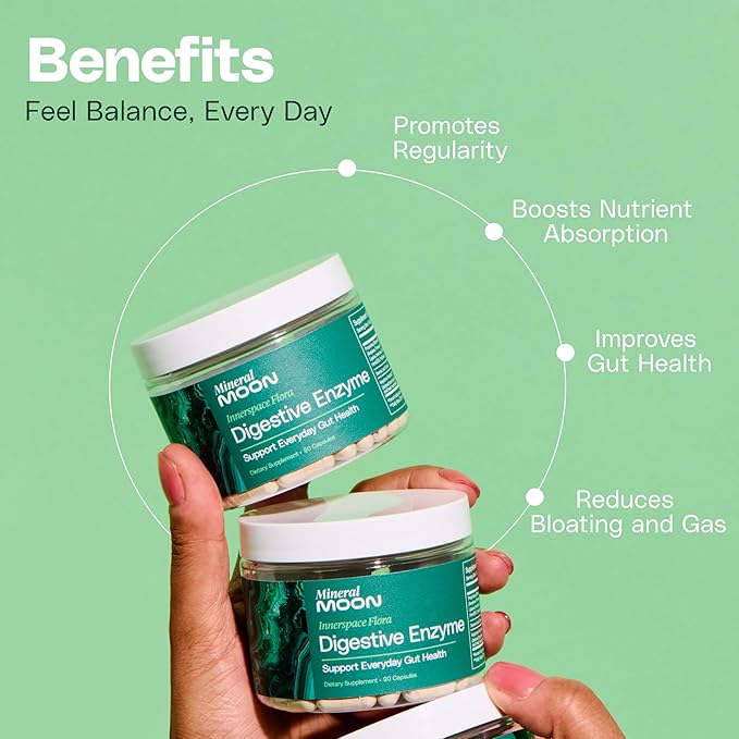 Innerspace Flora Digestive Enzymes for Men and Women with 12 Enzymes for Digestion and Senna Leaf Extract – Supports Gut Health, Digestion Supplement, Nutrient Absorption - 90 Capsules