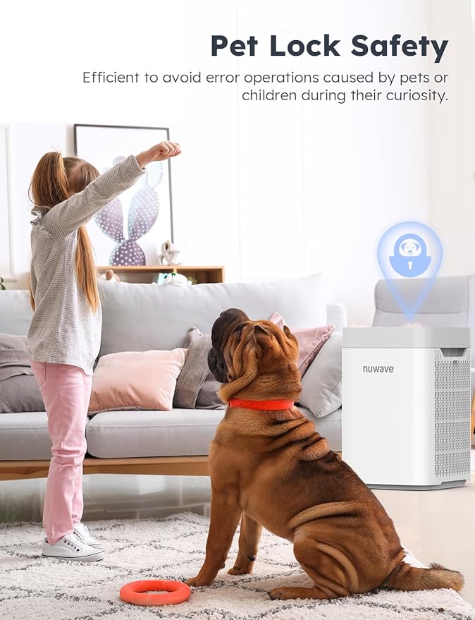 Nuwave Air Purifiers for Home Bedroom Up to 1361 Sq Ft, Portable Air Purifier with Air Quality Sensor, H13 True HEPA & Carbon Filter Captures Pet Hair Dust Smoke,18dB, Energy Star Certified