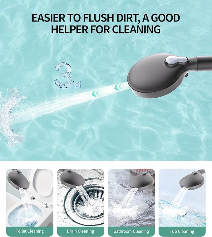 Filtered Shower Head with Handheld, High Pressure 9 Spray Mode Gunmetal Grey Showerhead With Filters,Detachable Shower Head,Water Softener Filters Beads For Hard Water