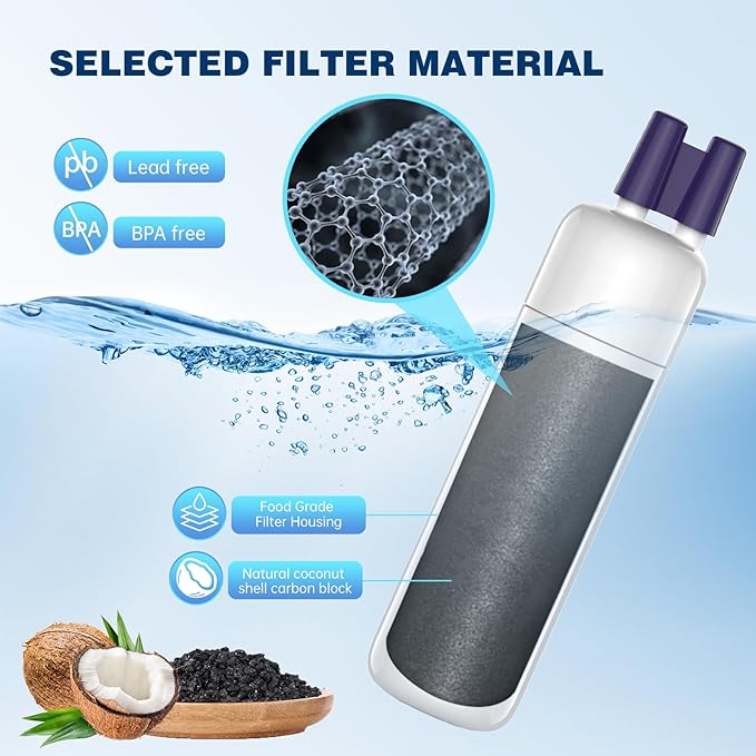 Water filter for WRS315SDHZ02, WRS325FDAM04, WRS571CIHZ01, WRS555SIHZ06, WRS325FDAW04, WSF26C3EXF01, WRS325SDHZ00 Replacement-3PK Vivena