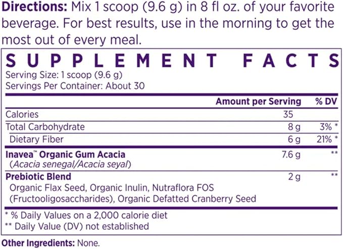 NAOMI Gentle Fiber Prebiotic Supplement – Psyllium-Free, Bloat-Free Daily with Acacia and Baobab – Gut-Friendly Soluble Fiber for Digestive Comfort – 30 Servings