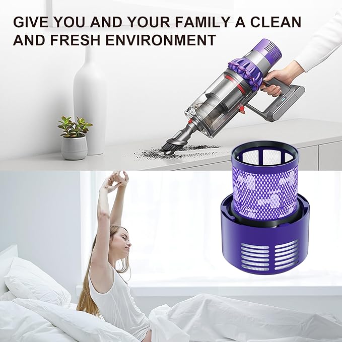 Vacuum Filter Replacement Parts Compatible with Dyson Cyclone V10 Series: V10 Total Clean, V10 Absolute, V10 Animal, V10 Motorhead, SV12 Vacuums. Compatible with Part Number 969082-01 (V10-2 Pack).