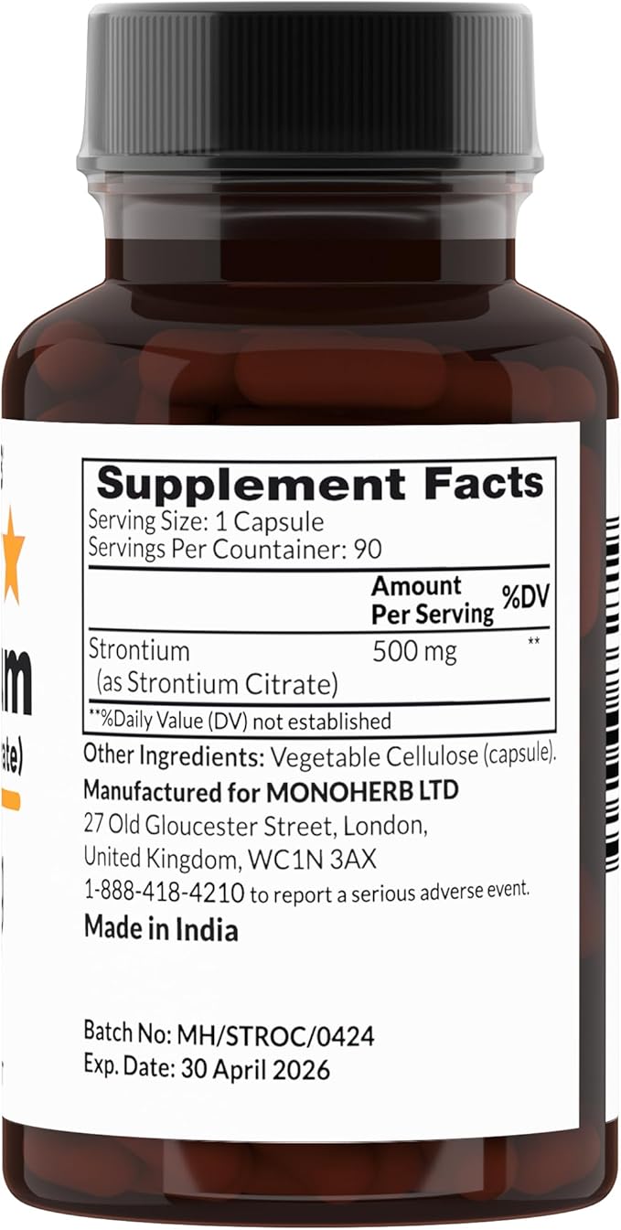 Strontium 500 mg per Capsule - 90 Veg Capsules