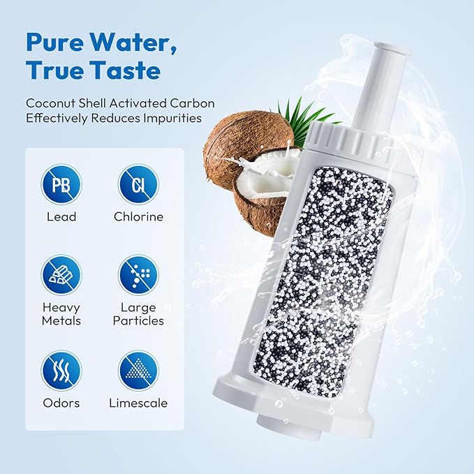 3 Pack Replacement Water Filter for Breville Espresso Machine Barista Pro BES878, Barista Touch Bes880, Oracle Touch BES990, Oracle BES980, Dual Boiler BES920 Bambino ClaroSwiss Sage, BES008WHT0NUC1