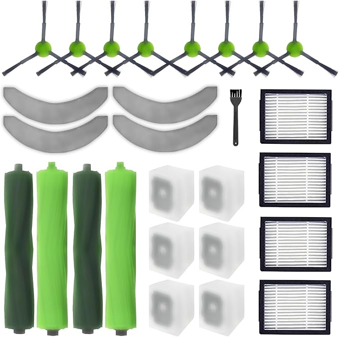 Replacement Parts Specific for R-oomba Combo 10 max j9+ j7+/Plus Robot Vacuum Cleaner,Accessories Inclue 2 set Roller Brushes,4 Filters,4 Microfiber Mopping Pad,8 Side Brushes,6 Dust bags