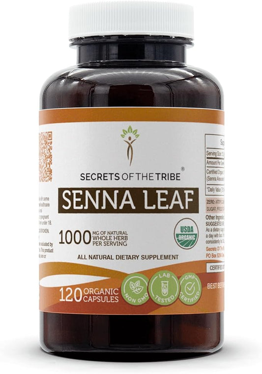Secrets of the Tribe Senna Leaf USDA Organic 120 Capsules | Made with Organic Vegetarian Capsules and Organic Senna Leaf (Senna Alexandrina) Dried Leaf (120 Capsules)