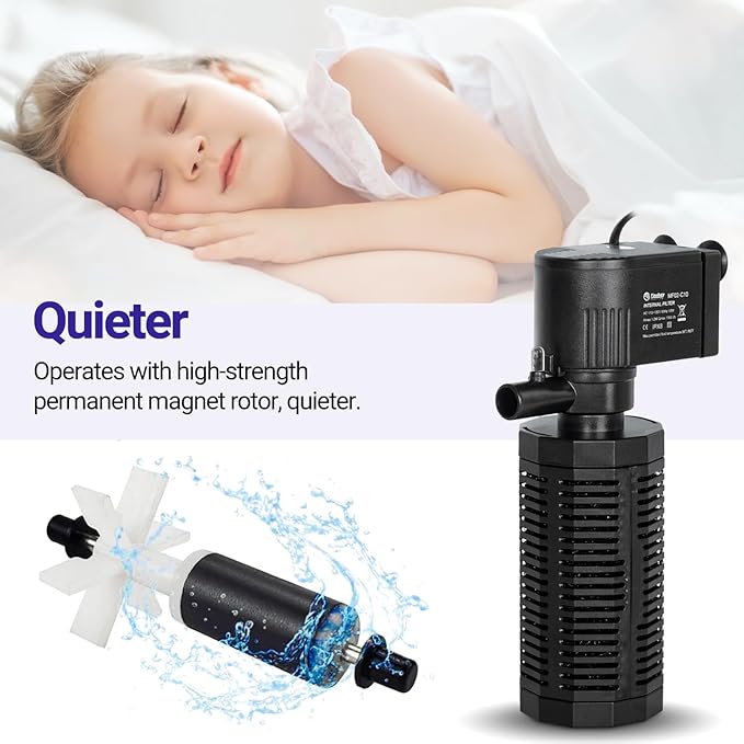 18W Aquarium Internal Filter for 55-120 Gallon Tanks, Power Biochemical Sponge Fish Turtle Tank Filter with Aeration System, Silent Submersible Filters, 264 GPH