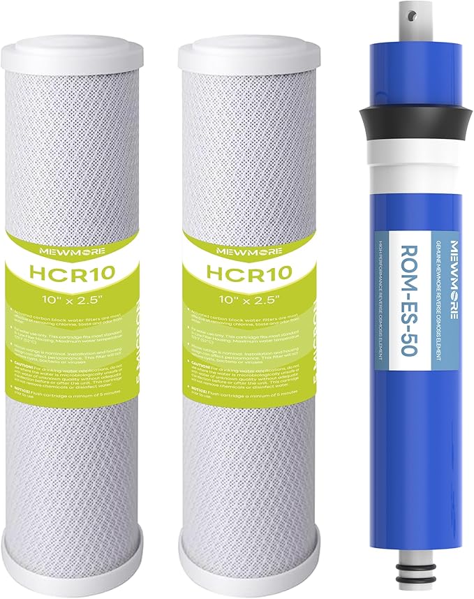 FX12P, FX12M, TFM-24 RO Water Filter Replacement Set, Fit for GE RO System (GXRM10RBL GXRM10G) - 2 x Activated Carbon Block Filters, 1 x 50 GPD Reverse Osmosis Membrane Filter