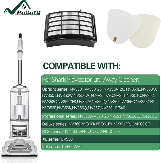 4 Foam + 2 Hepa Filter Replacement for Shark NV360 NV352 NV350 NV351 NV356e NV380 UV540 Navigator Lift-Away Deluxe Vacuum Part Xff350 Xhf350