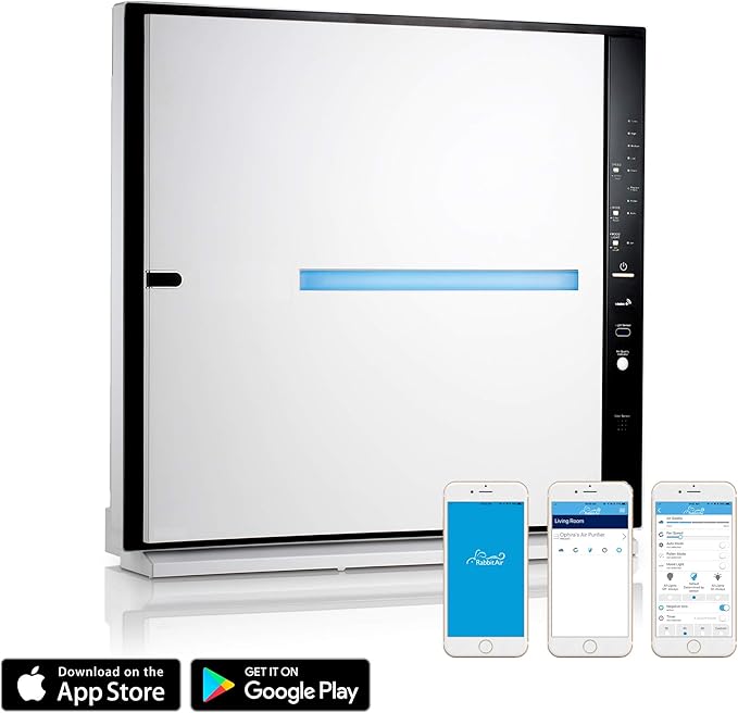 Rabbit Air, MinusA2 Air Purifiers for Home, Ultra Quiet HEPA Air Purifier - Wall Mountable Air Purifiers for Home Large Room, Allergies, Dust, Mold, Smoke & VOCs - (SPA-780N, White, Germ Defense)