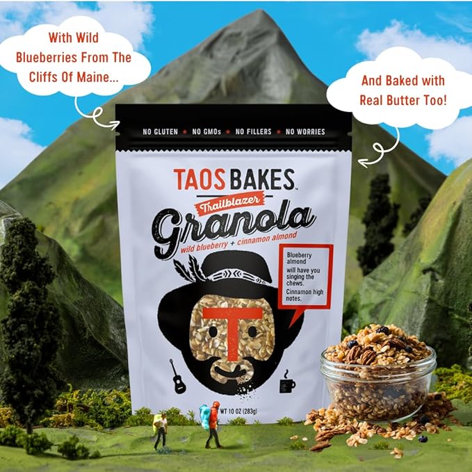 Taos Bakes - Wild Blueberry & Cinnamon Granola - Crunchy Granola Breakfast Snack - Gluten Free, No GMOS, No Fillers - 10 oz (Pack of 3)