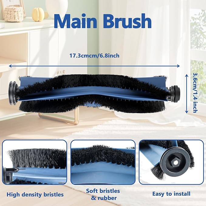 23 Pack X10 Pro Omni Replacement Parts Kit for Eufy X10 Pro Omni Robot Vacuum Accessories, 1 Main Roller Brush, 4 Hepa Filters, 4 Mop Pads, 6 Dust Bags, 6 Side Brushes, 1 Screwdriver 1 Clean Tool