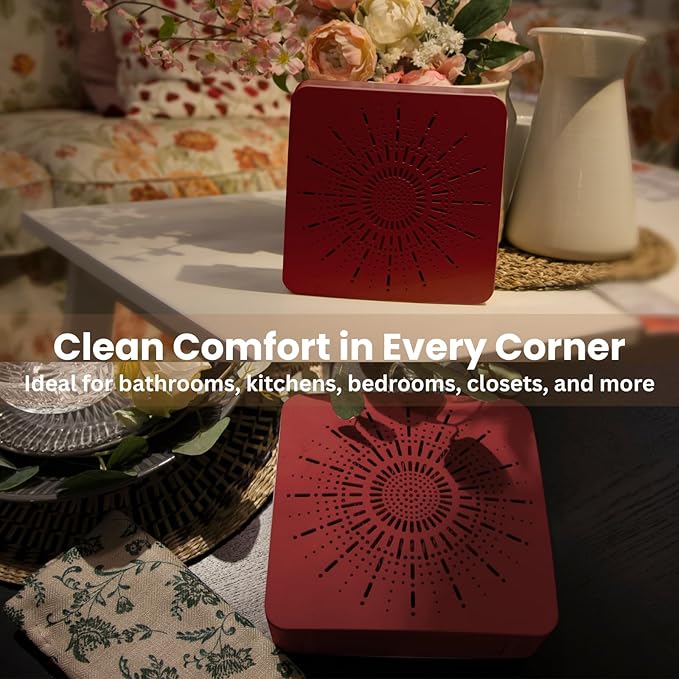 4-in-1 Portable Air Purifier HEPA Filter, Aroma, Ionizer & Mini Fan – USB-C Desktop Air Cleaner for Smoke, Pollen, Dander, Odors – 5 Colors for Bedroom, Office, Baby, Pets, Travel (Crimson Red)