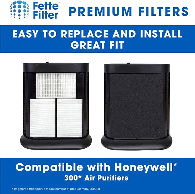 Fette Filter - Filter Set for Honeywell Air Purifier HPA300, HPA304, HPA8350 & HPA300VP, HPA5350, HPA5300B Compare to HRF-R3 HRF-R2 HRF-R1 Filter A HRF-AP1 & HRF-A300. 3 Filters + 6 Pre-Filters
