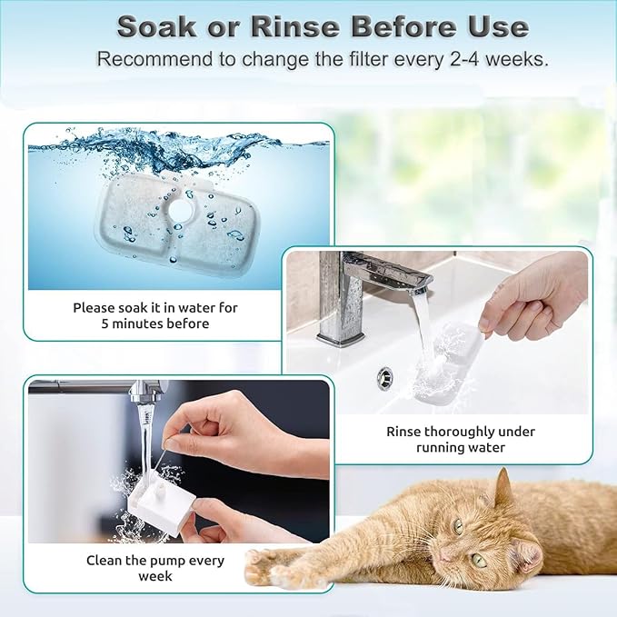 16 Pack Cat Water Fountain Replacement Filter for Petlibro Dockstream Cat Water Fountain(PLWF005/PLWF115/PLWF105, Pet Water Fountain Filter with Replacement Pre-Filter Pump Sponges(16+16)