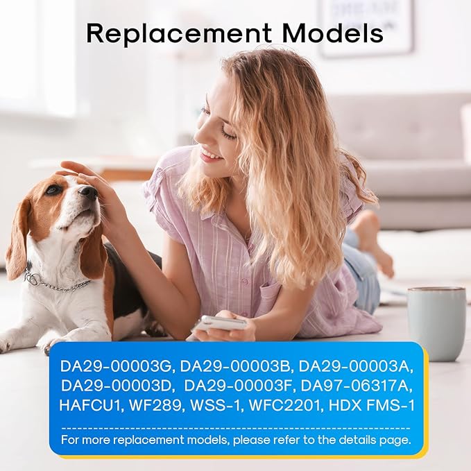 DA29-00003G Replacement for Samsung HAFCU1,RSG257AARS,DA29-00003F, RF267AERS, HDX FMS-1, RF26XAERS, RF267ABRS, RFG237AARS, RFG238AARS, HAFIN2/EXP, RF263AEBP, Refrigerator Water Filter,2PACK