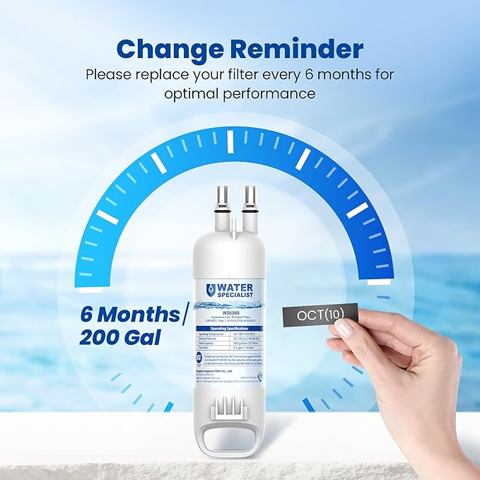 Waterspecialist EDR1RXD1 Replacement for Everydrop® Filter 1, W10295370A, EDR1RXD1B, P8RFWB2L, P4RFWB, Kenmore® 46-9081, 46-9930, WS638 Refrigerator Water Filter, 2 Filters