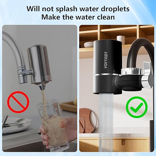 Faucet Filter, NSF Certified, 400 Gallon High Efficiency Water Purification System, Fast 99% Chlorine & Odor Removal with 1 Water Filter（T1-Black）