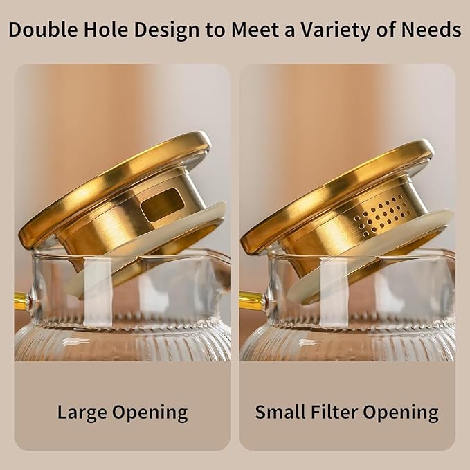 2 PACK Glass Pitcher with Lid, 84oz/2.5L Liter Classic Vertical Stripes Water Pitcher,Glass Water Carafe for Cold Brew, Coffee, Lemonade, Iced Tea,Sun Tea, Beverage, Heat Resistant