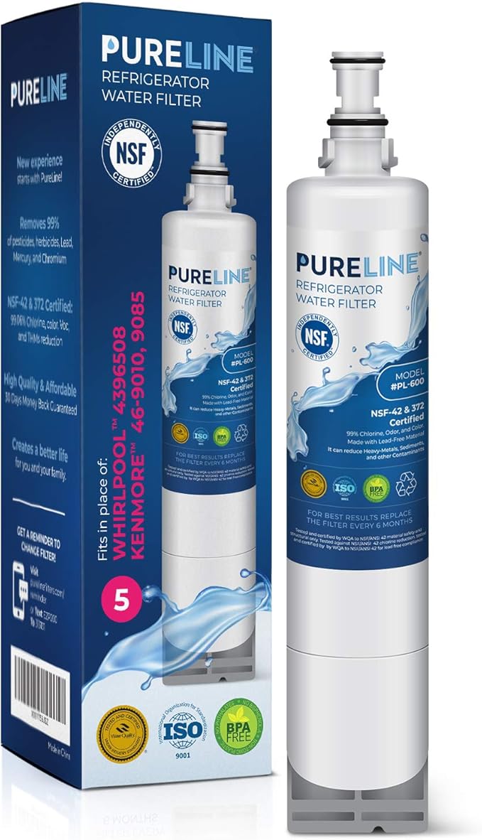 Pureline EDR5RXD1, 4396508 Replacement for Whirlpool 4396508, EDR5RXD1, EveryDrop Filter 5, Refrigerator Water Filter - Reduces Bad Taste & Odor