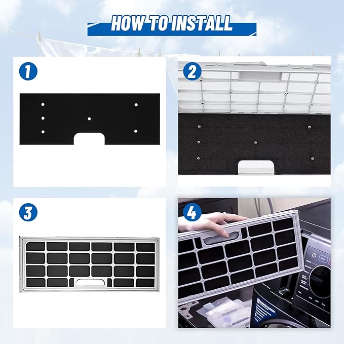 WH01X35719 Lint Foam Filter Compatible with GE Profile PFQ97HSPVDS Washer Dryer Combo,Reusable Washer Dryer Filter Replacement,Hand Washable,8 Pack.